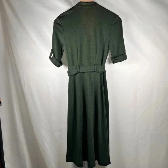 BCBGMAXAZRIA Size XS Wool Nylon Wrap Dress Stretch Green - Picture 7 of 11